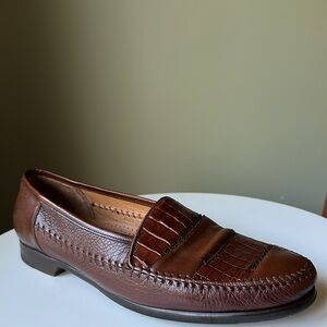 Mezlan Brown Crocodile Leather Loafers